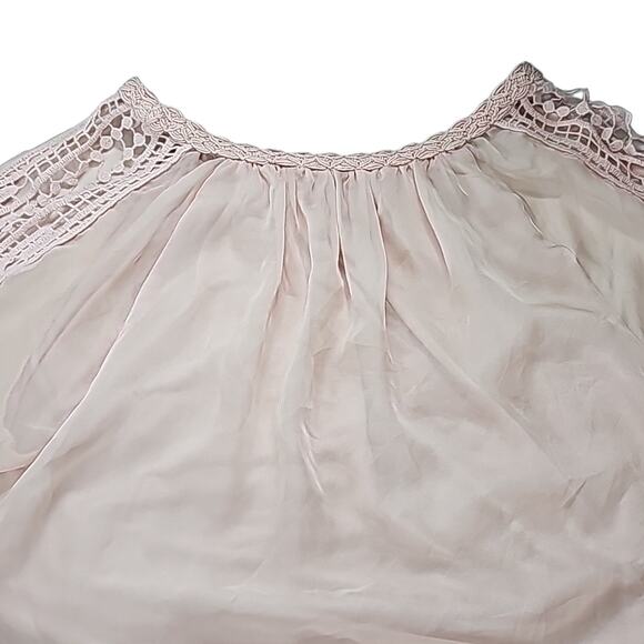 Ali Miles Womens Sz M Pink Lace Fairy Feminine Flowy Beach Peplum Ruffle Top - Picture 5 of 12